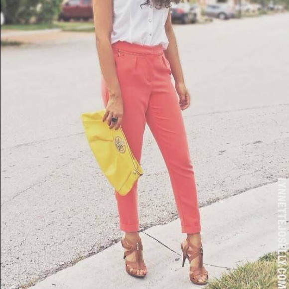 Forever 21 Pink Salmon Pants Trousers - Picture 1 of 4